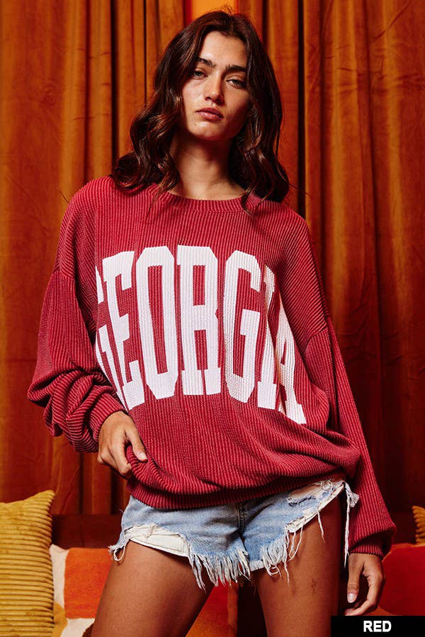 Pink Georgia Comfy Oversize Graphic Sweatshirt