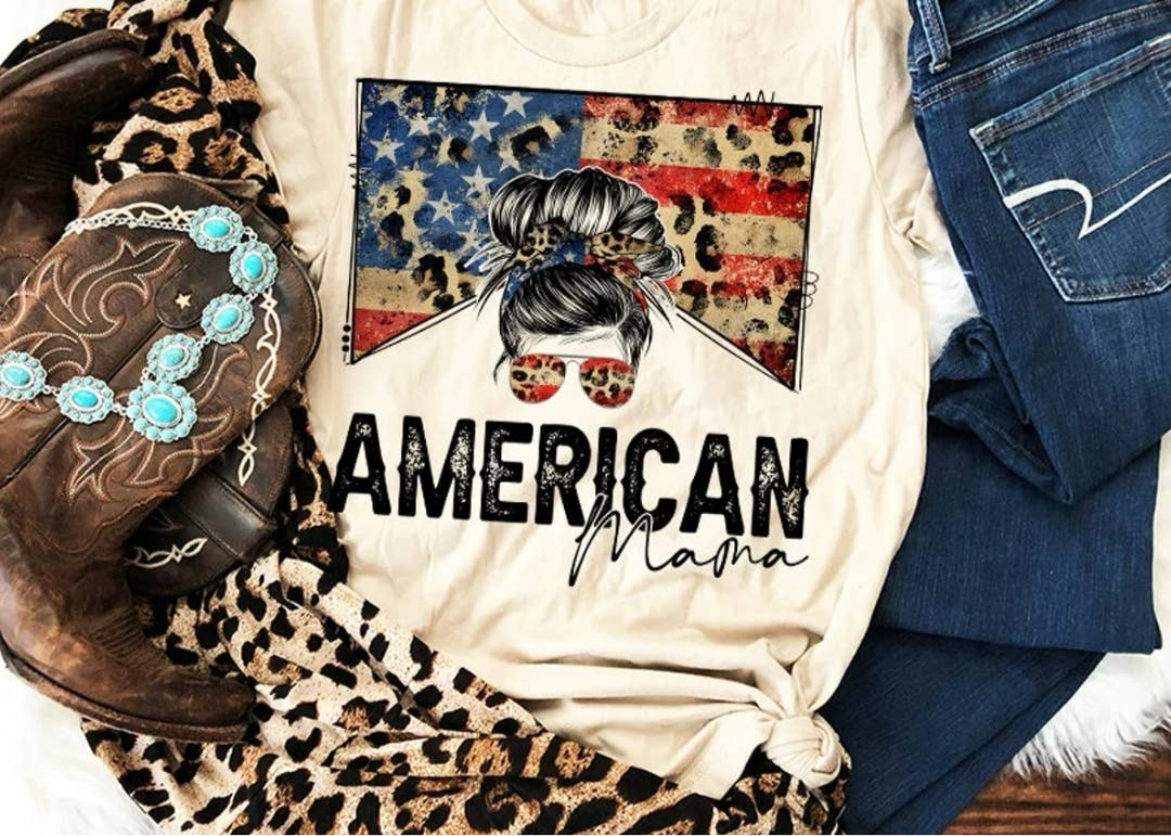 American Mama Leopard Graphic Tee