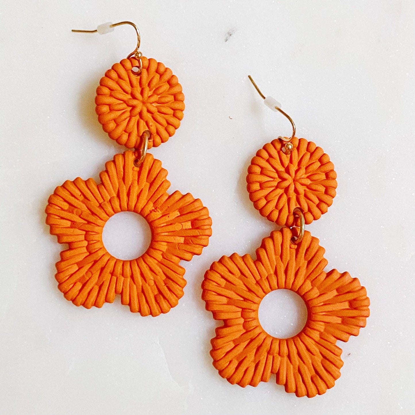 Red Daisy Drop Earrings