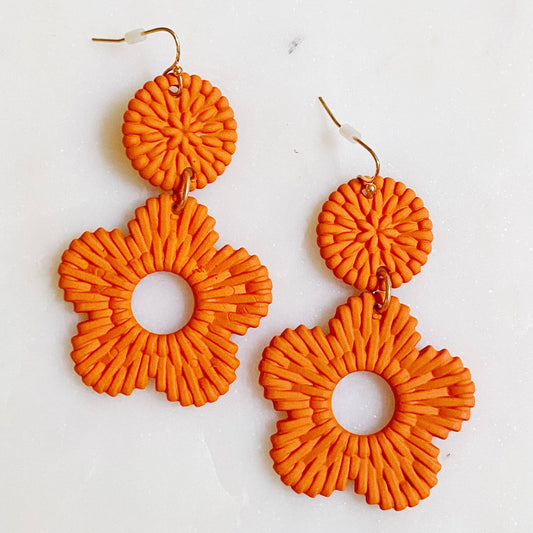 Orange Daisy Drop Earrings