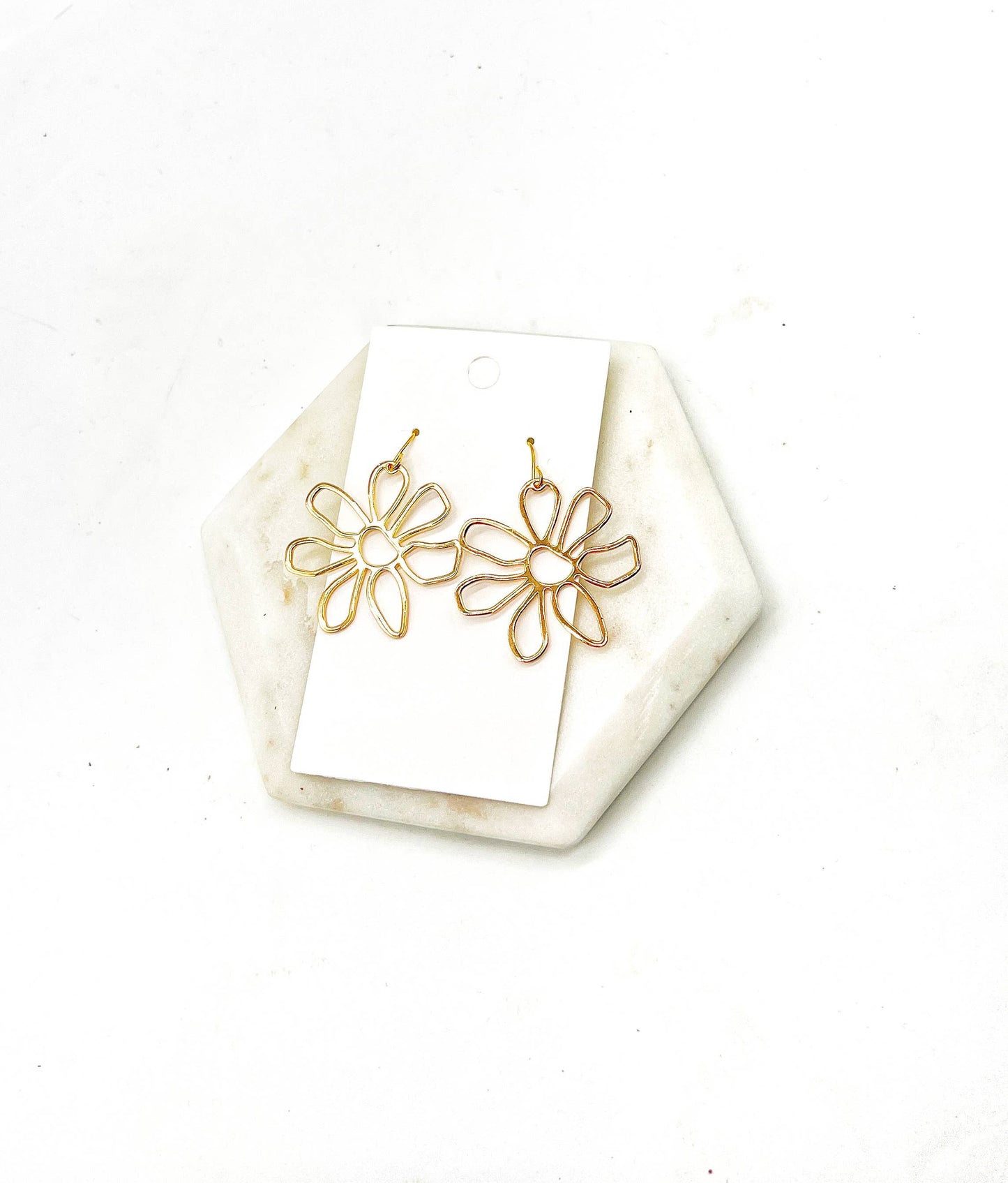 Gold Metal Flower Earrings Spring Summer