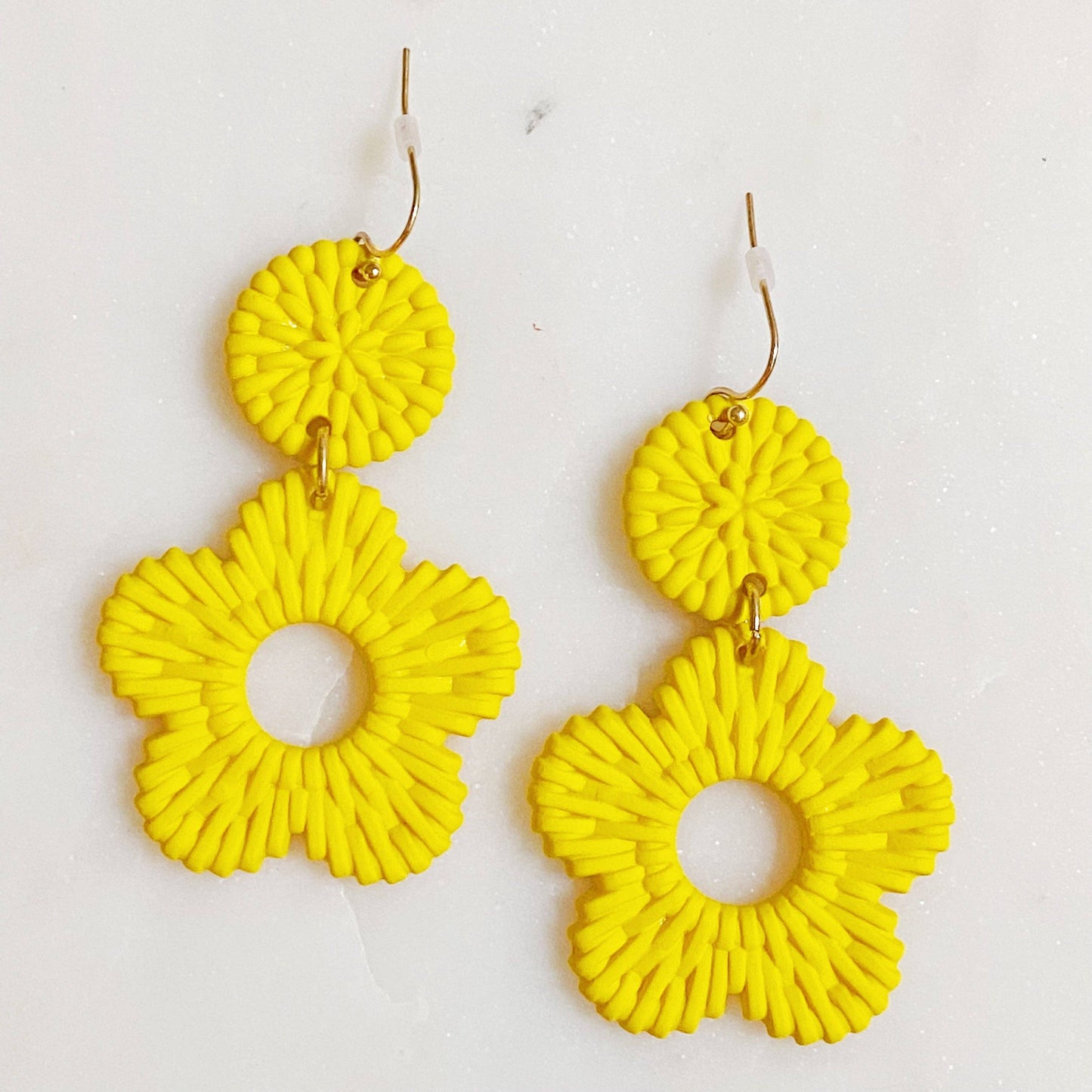 Black Daisy Drop Earrings