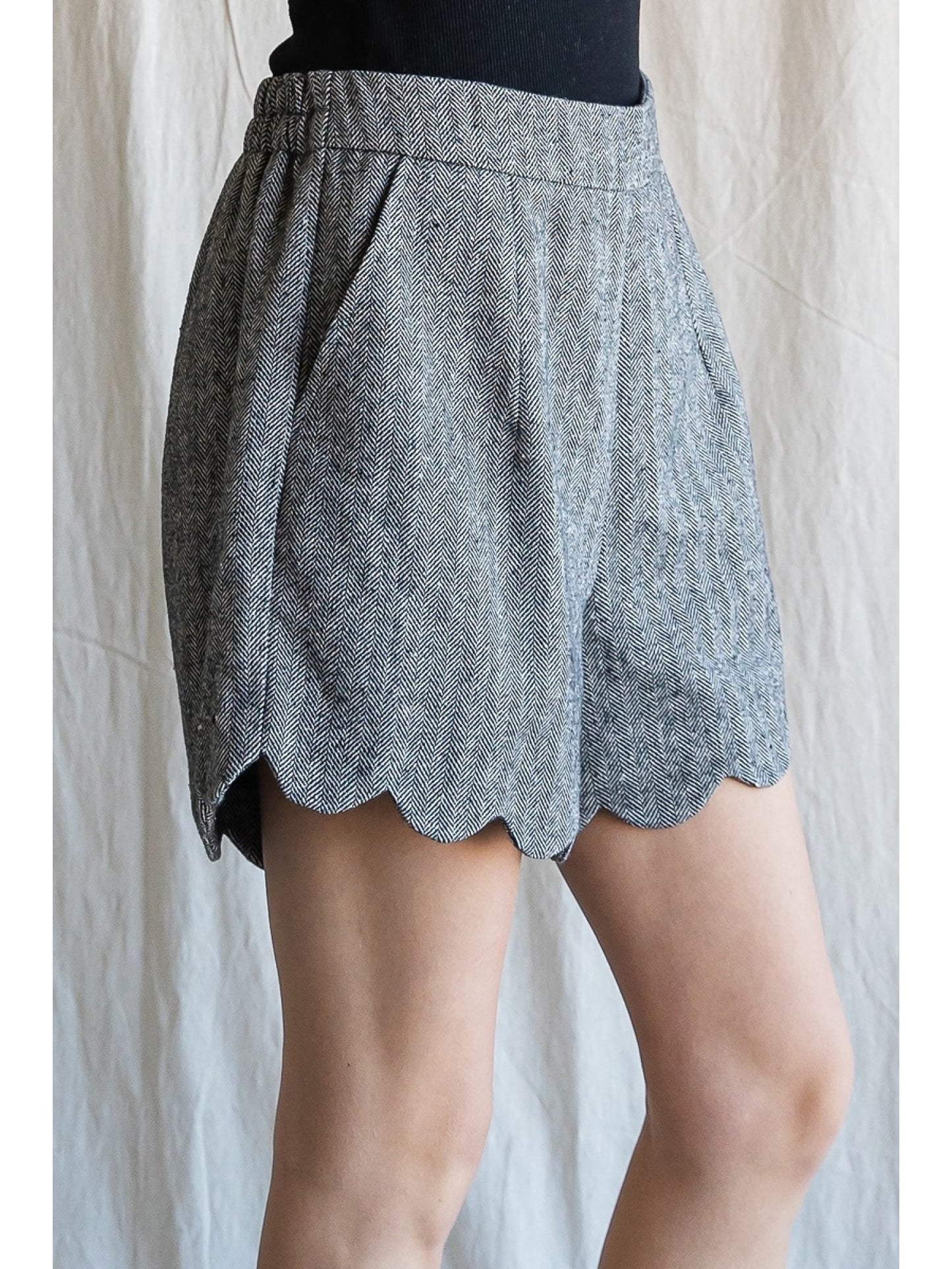 Herringbone Scalloped Shorts