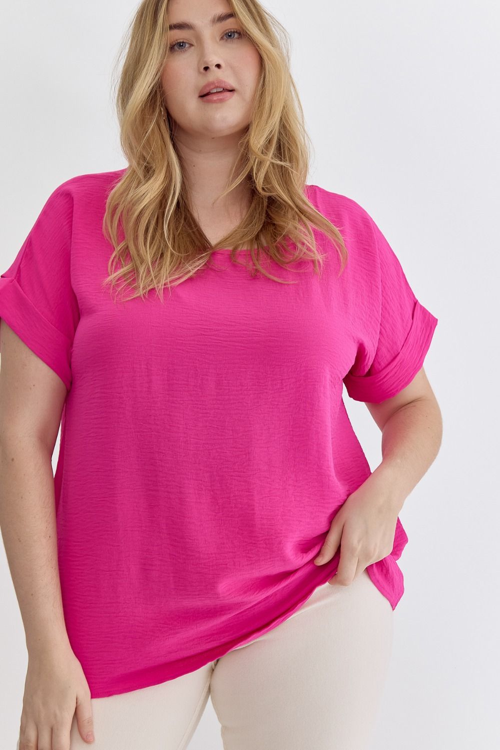 Curvy Scoop Neck Solid Top