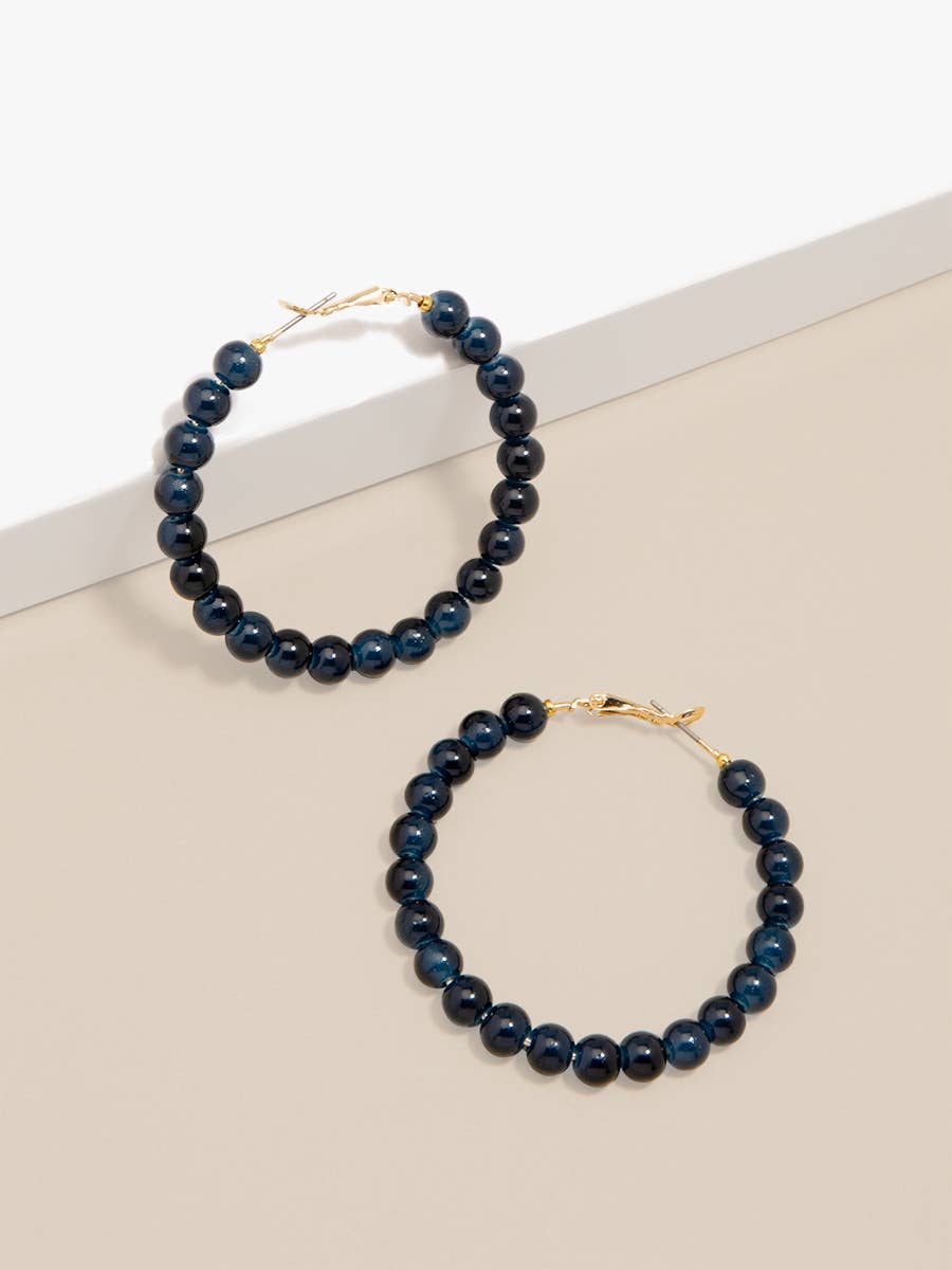 Glass Bead Hoop Earring: Black