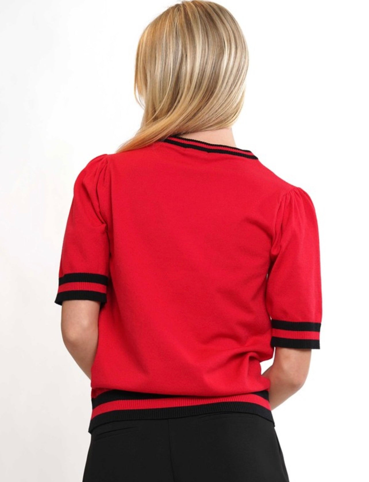 Red Bulldog Short Sleeve Sweater