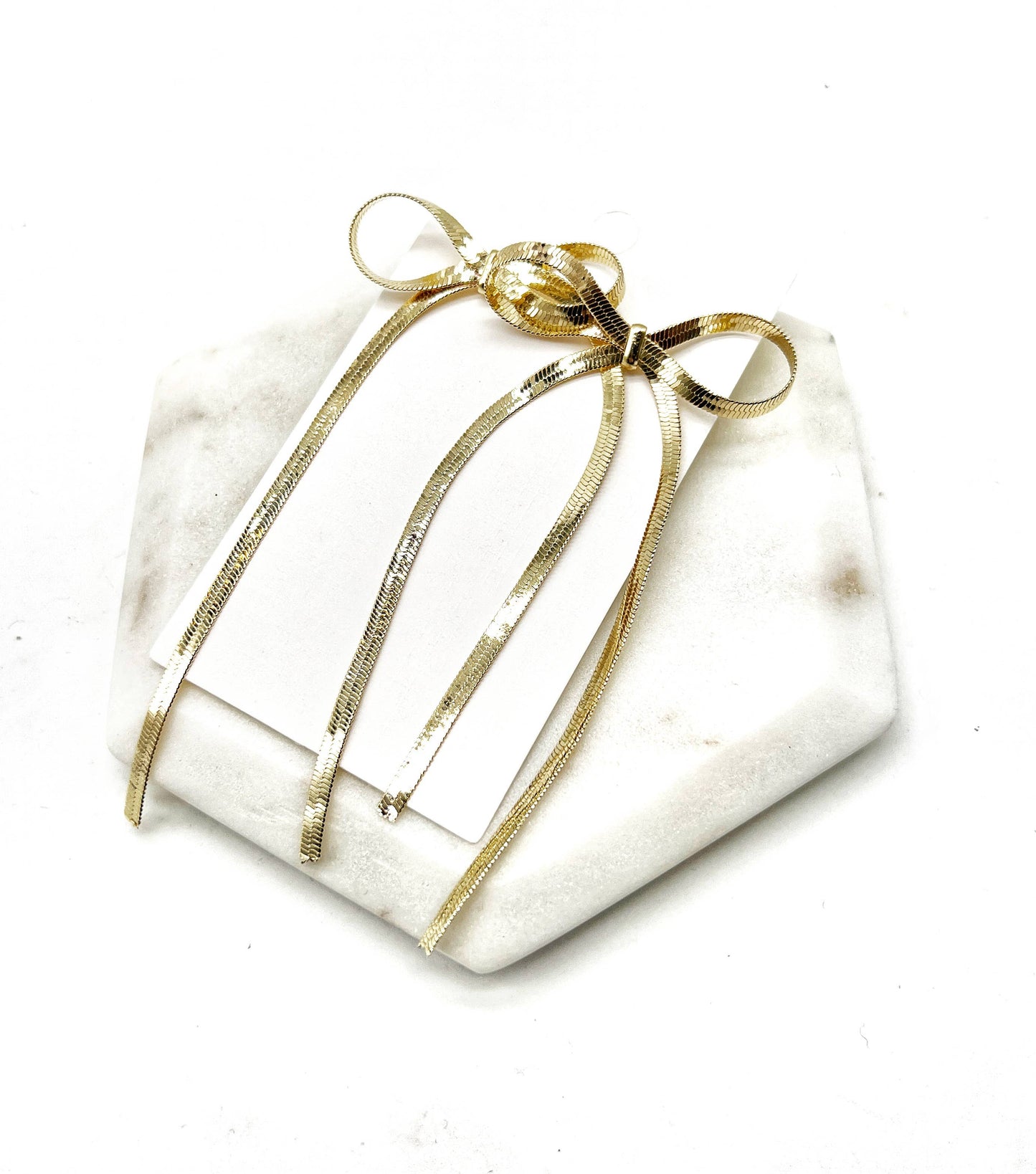 Gold Bow Chain Statement Earrings