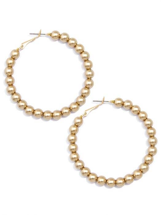 Matte Metal Beaded Hoop Earring: Matte Silver