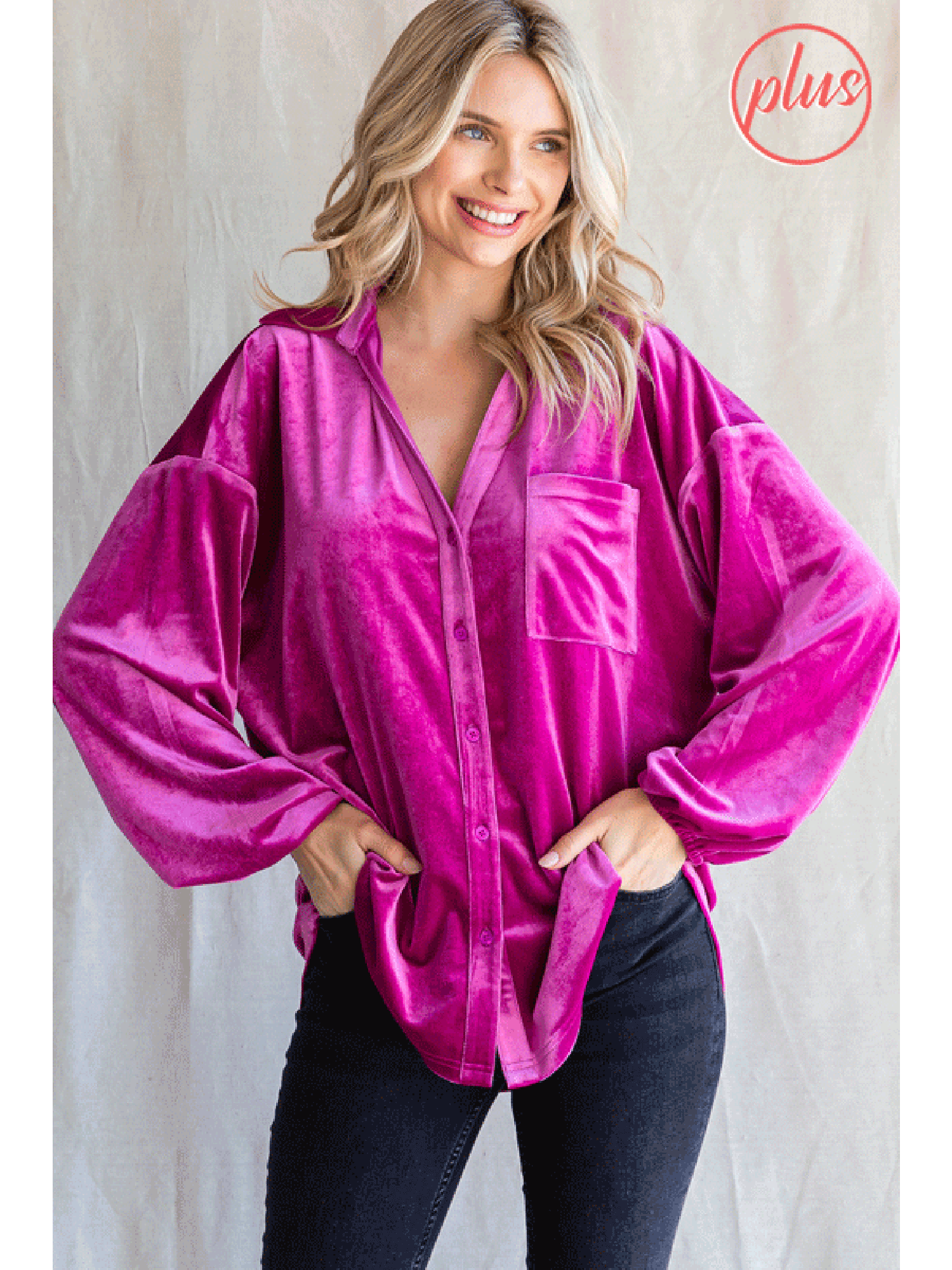 Magenta Velvet Top