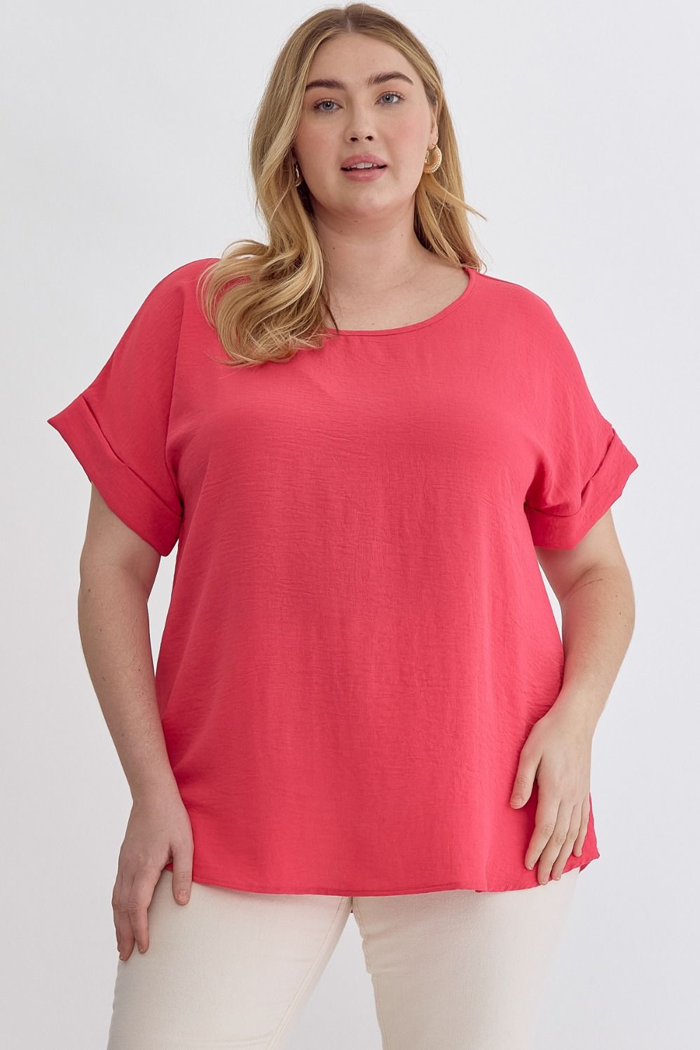 Curvy Scoop Neck Solid Top