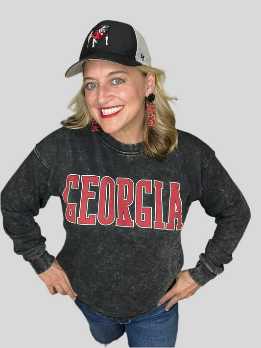 GEORGIA Black Mineral Wash Sweatshirt