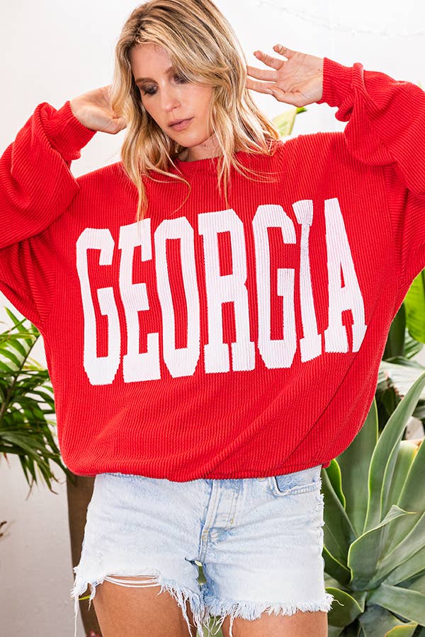 Pink Georgia Comfy Oversize Graphic Sweatshirt