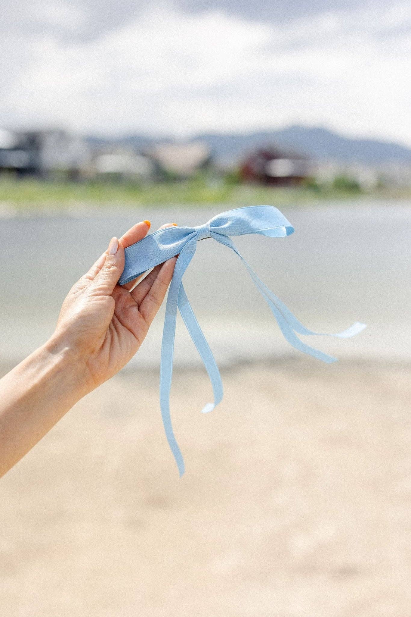 Pink Satin Ribbon Long Bow Clip