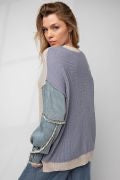 Denim Sleeves Sweater Pullover