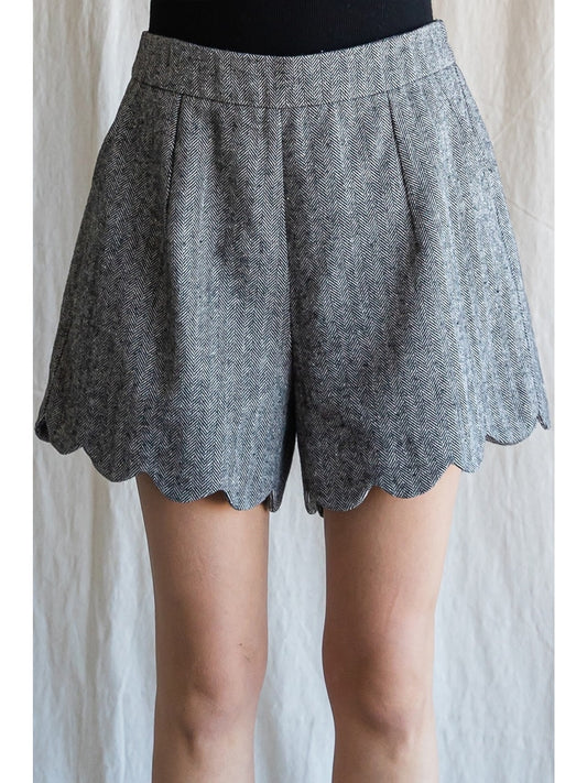 Herringbone Scalloped Shorts