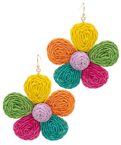 Raffia Flower Earrings