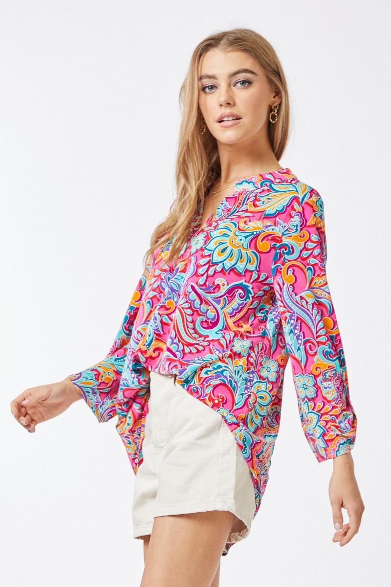 Bright Paisley Lizzy Top