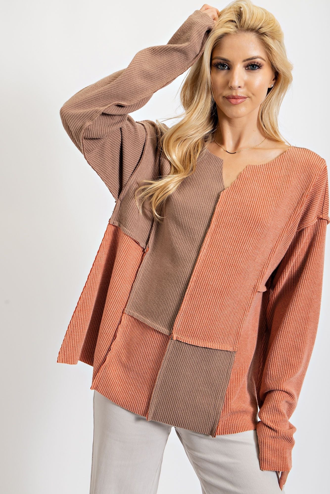 Rust/Mocha Pullover Top