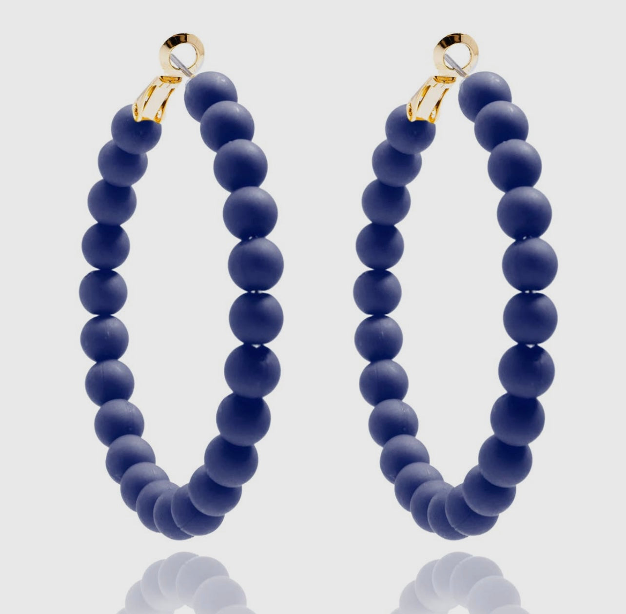 Navy Matte Beaded Hoop Earring