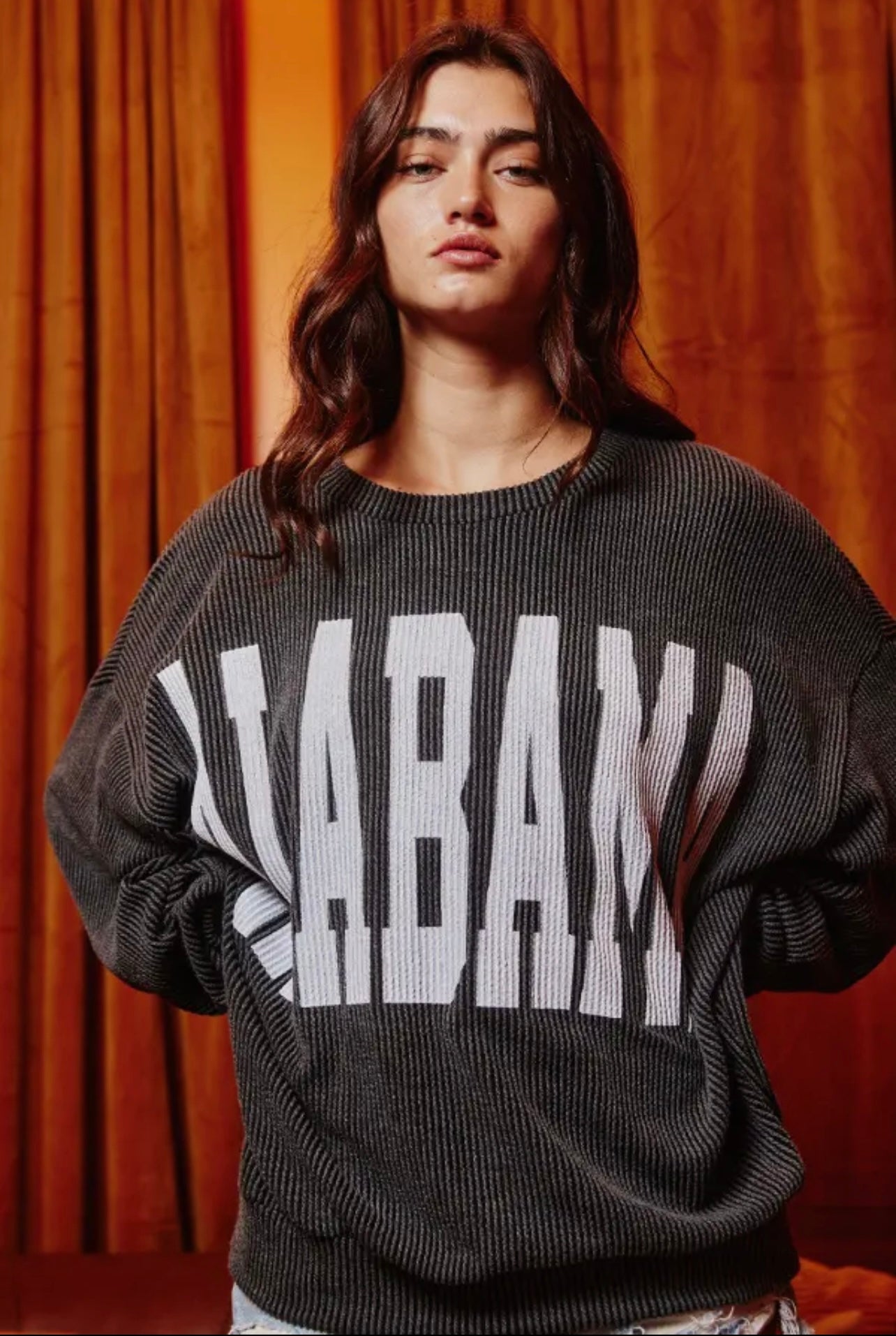 Black Alabama Comfy Oversize Graphic Sweatshirt