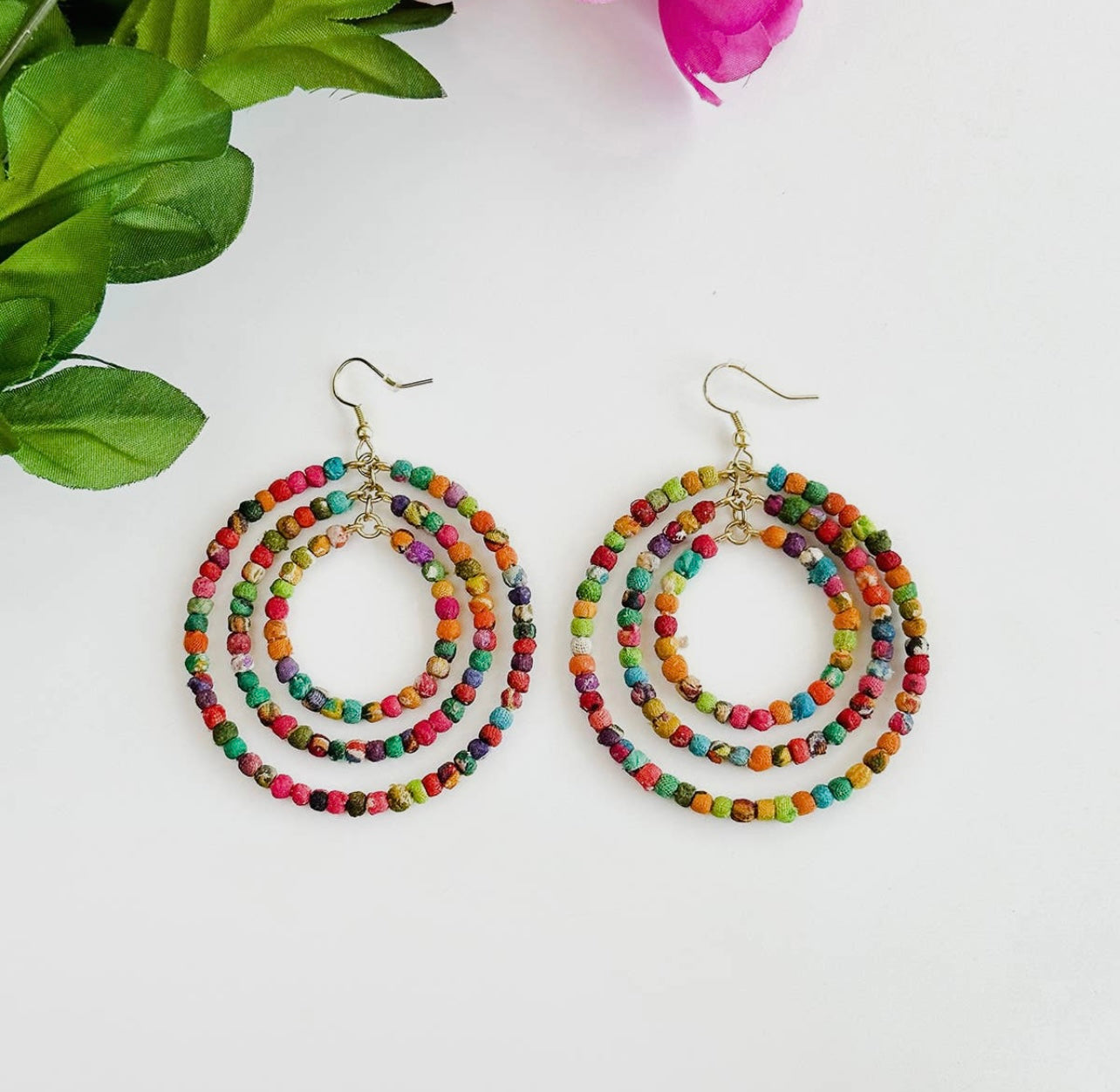 Kantha Milieu Triple Hoops