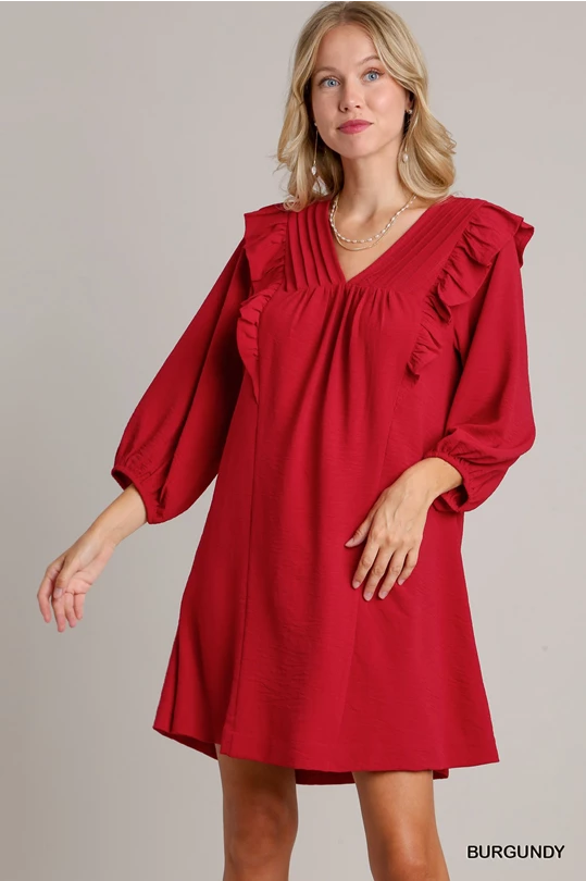 Burgundy Umgee Ruffle Dress – Honeybee's Shead