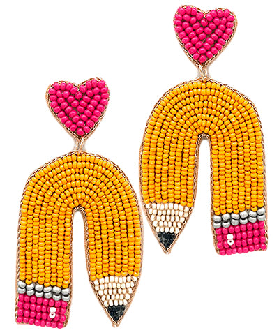 Beaded Curved Pencil Earrings