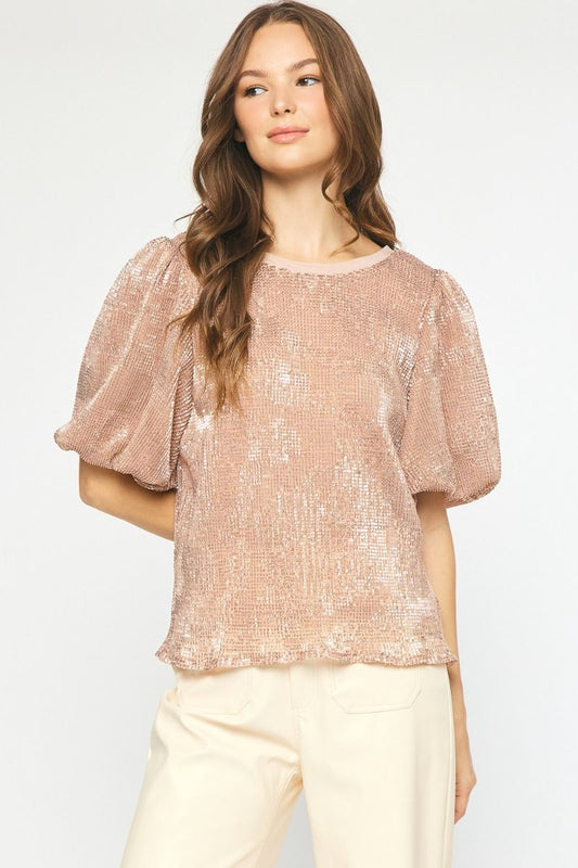 Rose Gold Sequin Blouse