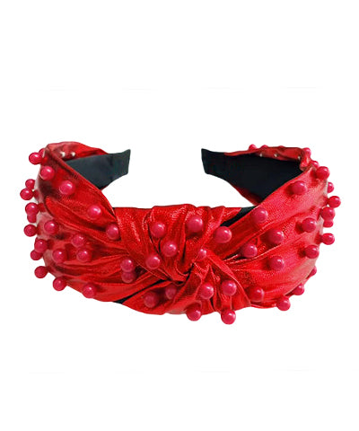 Red Metallic Knotted Headband