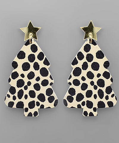 Dalmatian Christmas Tree Earrings