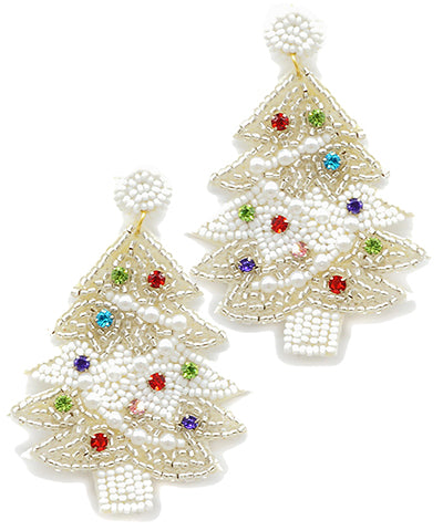 White Beaded Christmas Tree