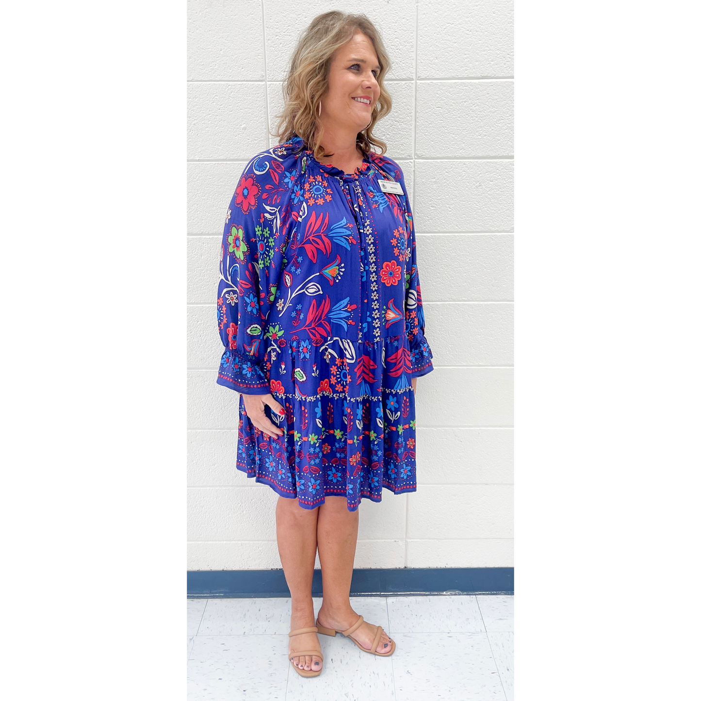 Fall Floral Dress in Blueberry