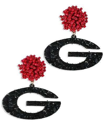 Beaded Pompom G Earrings