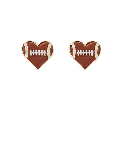 Heart Football Post Earrings