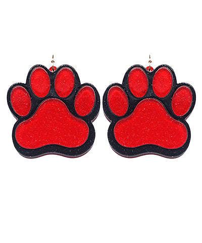 Glitter Paw Print Earrings