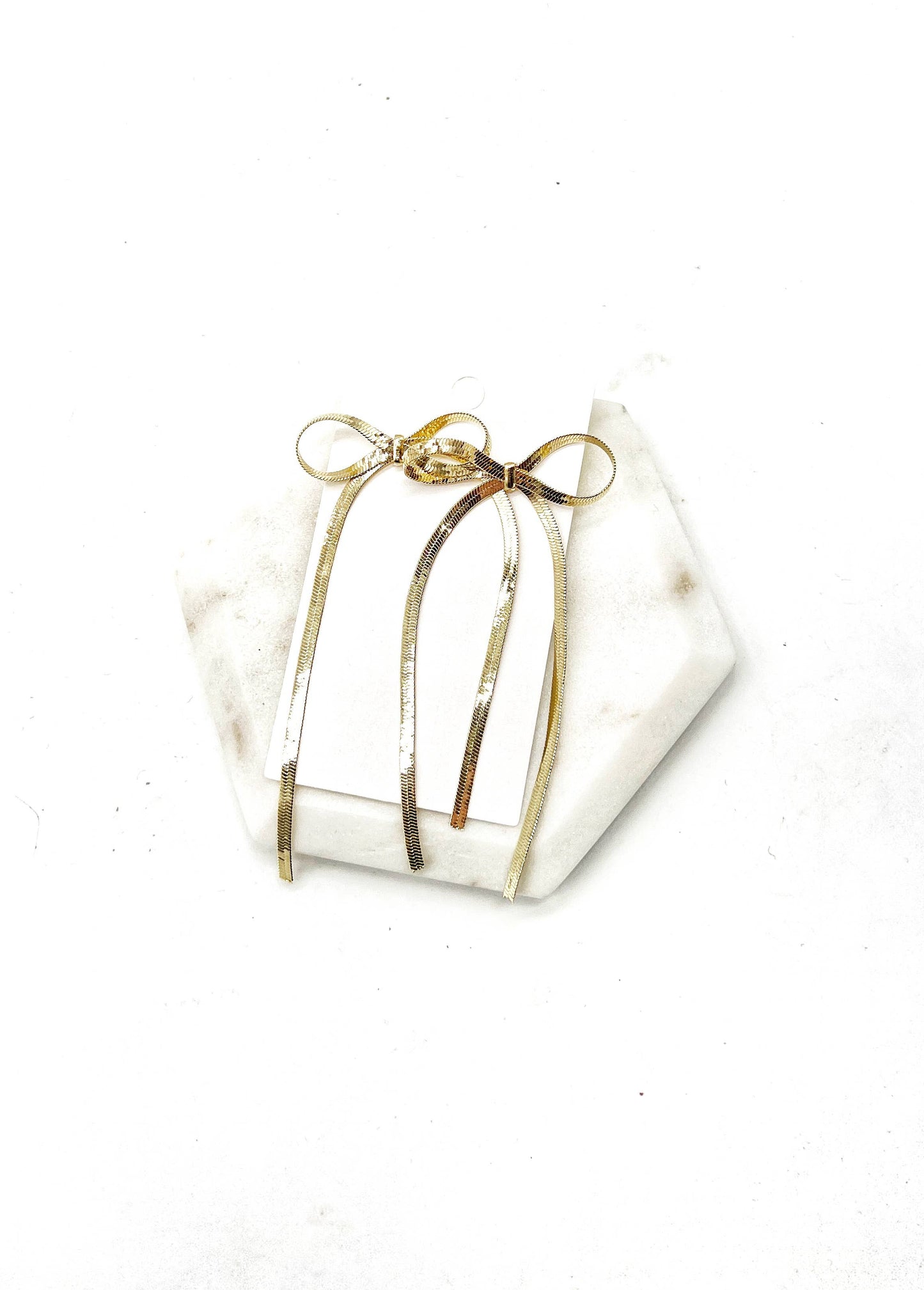 Gold Bow Chain Statement Earrings