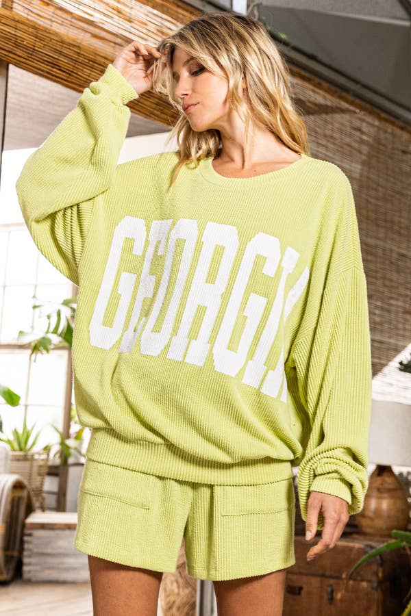 Pink Georgia Comfy Oversize Graphic Sweatshirt