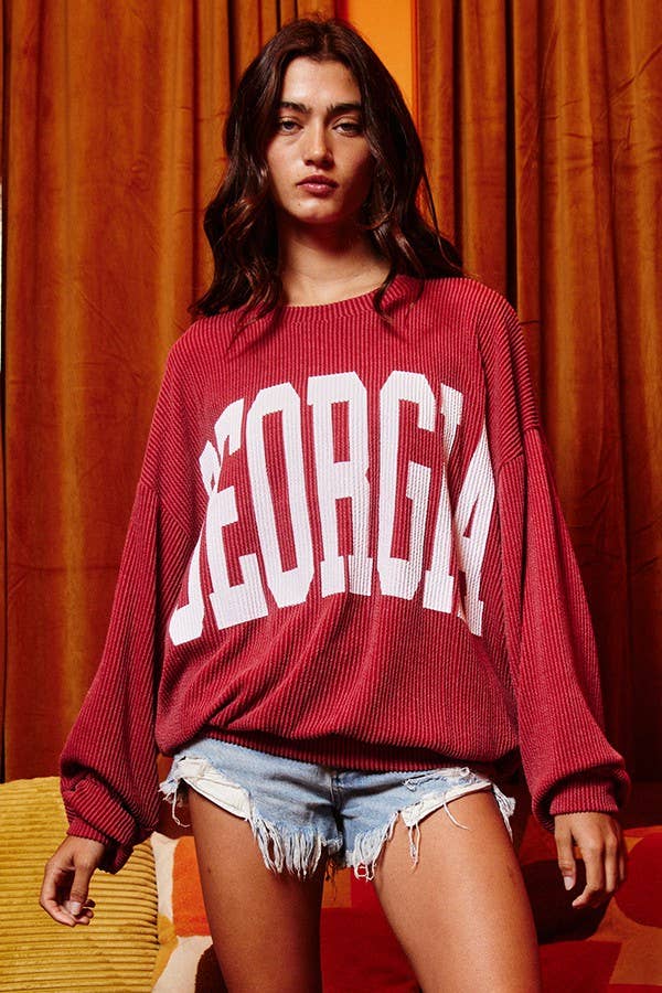 Pink Georgia Comfy Oversize Graphic Sweatshirt