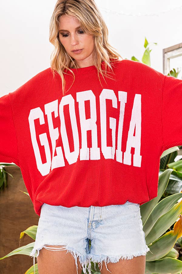 Pink Georgia Comfy Oversize Graphic Sweatshirt