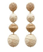 Raffia 3 Ball Drop Earrings