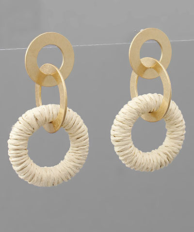 Rattan/Gold Link Earrings