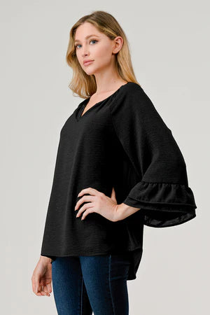 Black Bell Sleeve Top