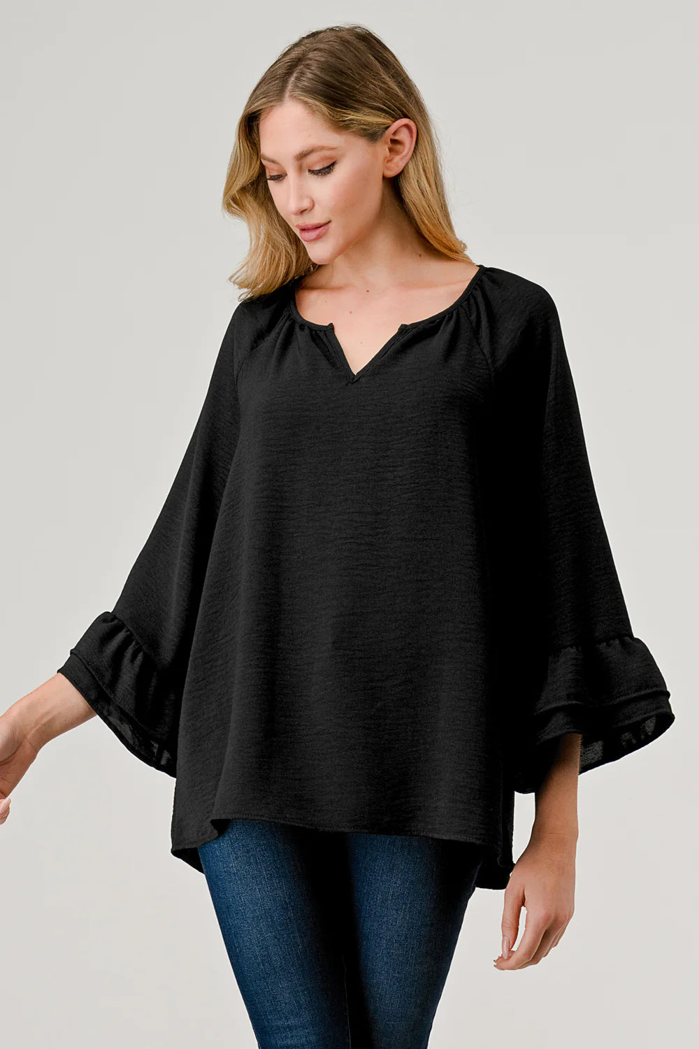 Black Bell Sleeve Top