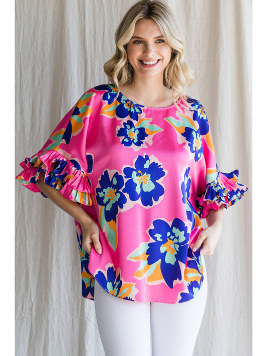 Pink Fun Flora Ruffle Sleeve