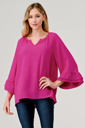 Hot Pink Bell Sleeve Top