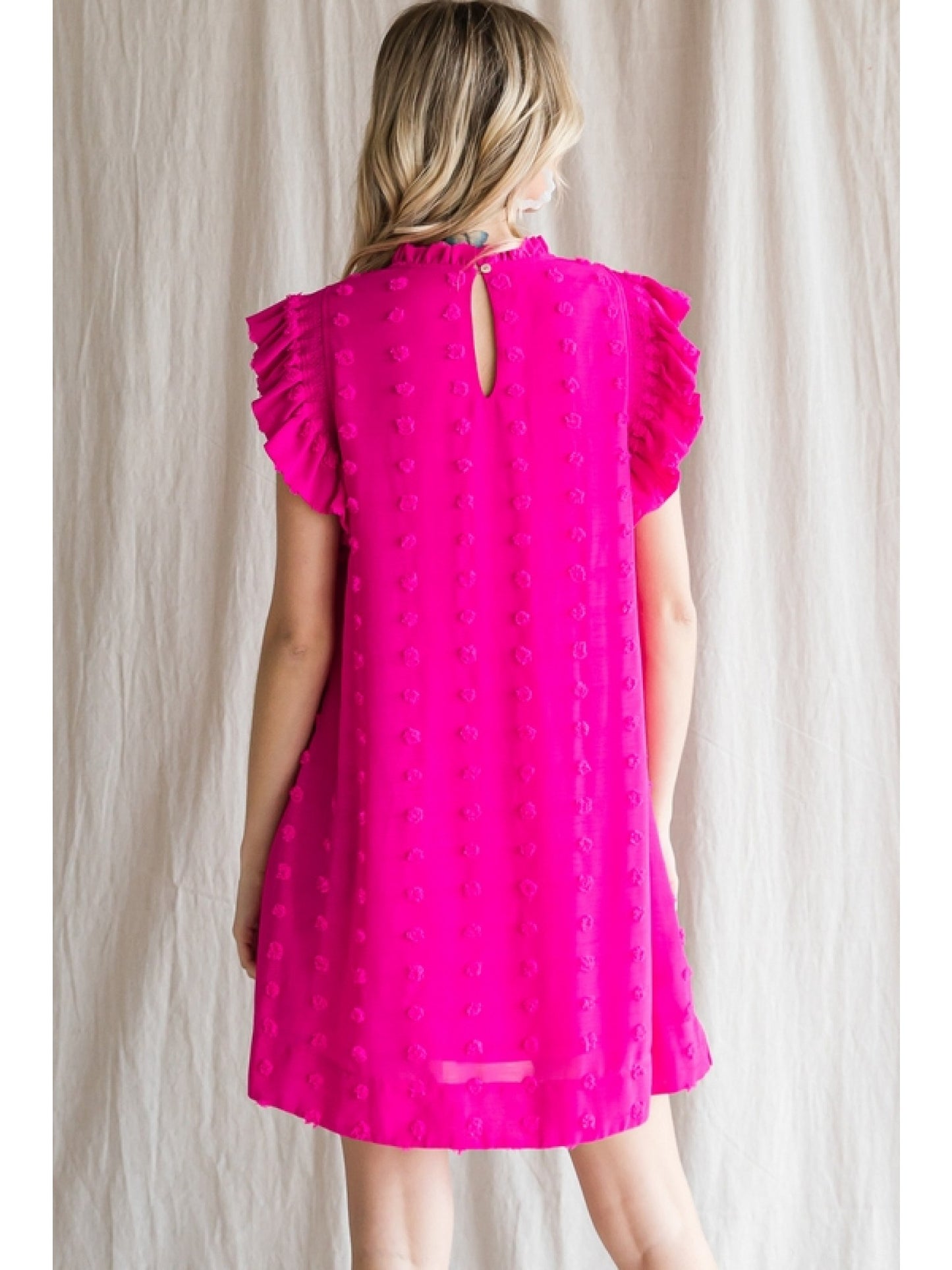 Pink Swiss Dot Ruffle Dress