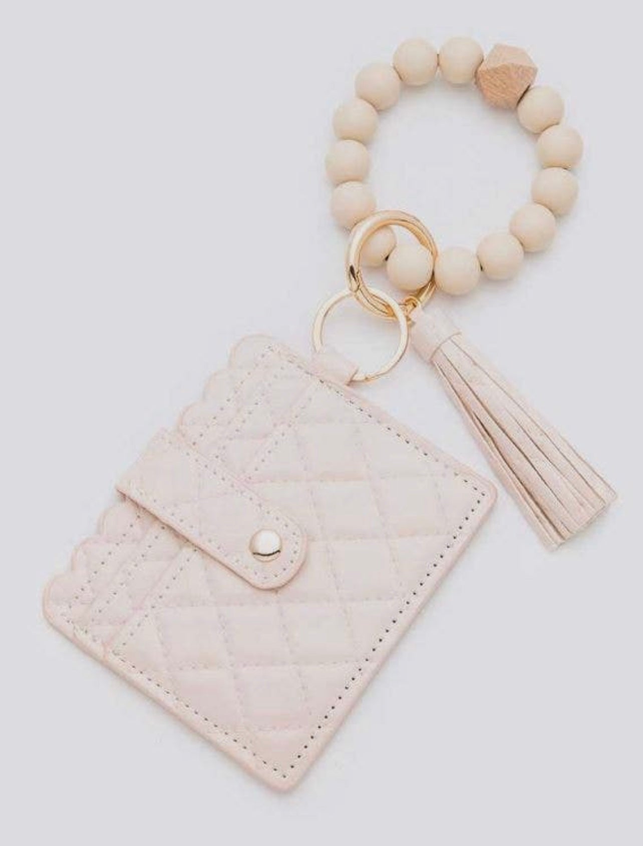 Quilted Beaded Keychain Bracelet Wallet