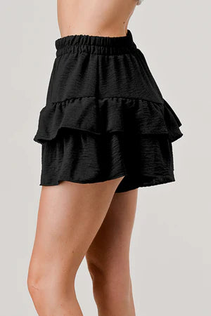 Black Double Ruffle Shorts