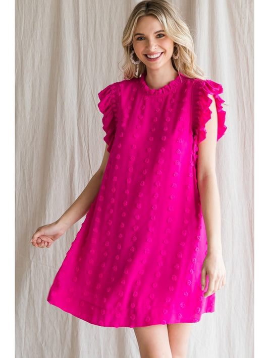 Pink Swiss Dot Ruffle Dress