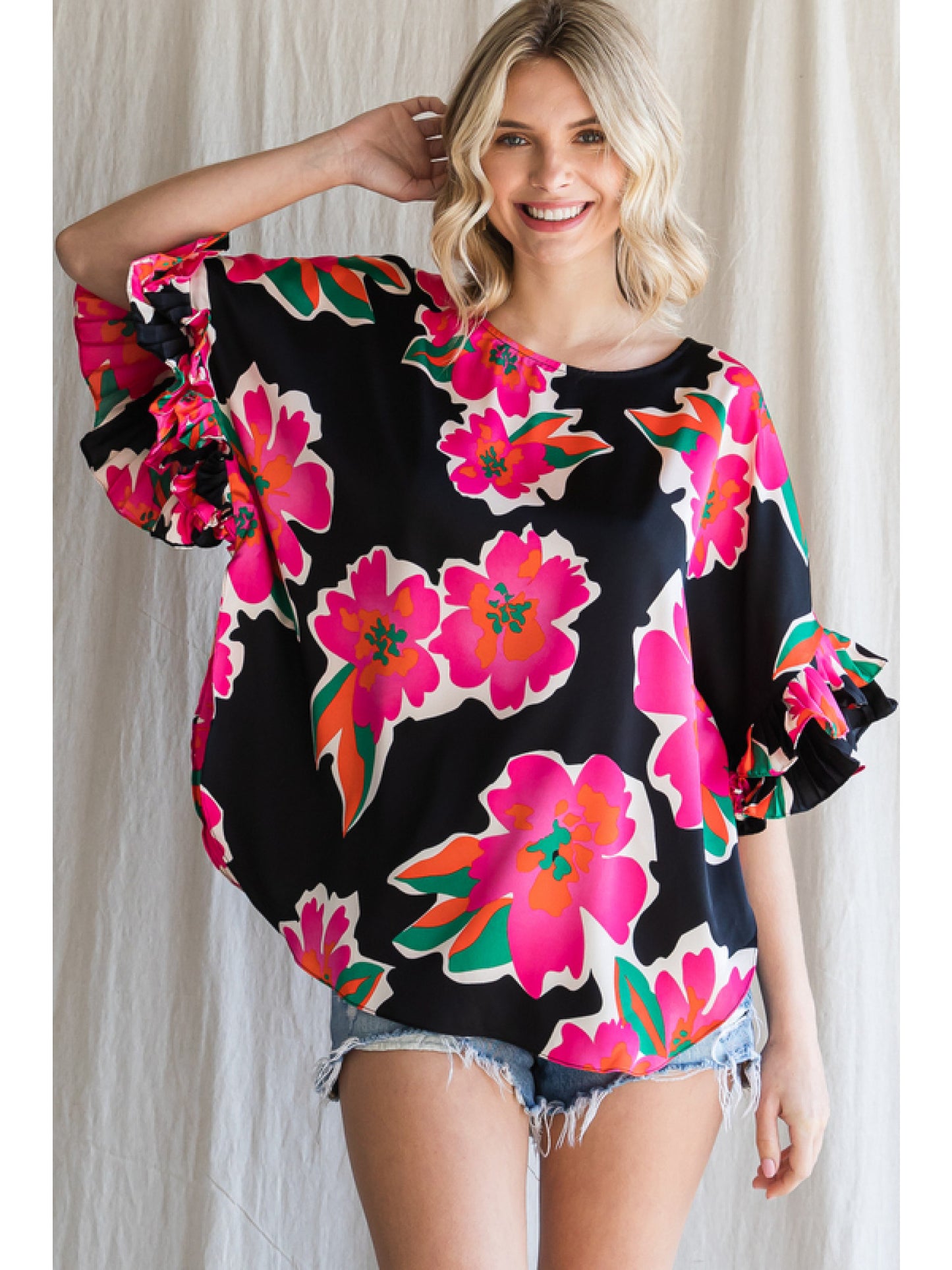 Tropical Fun Flora Ruffle Sleeve